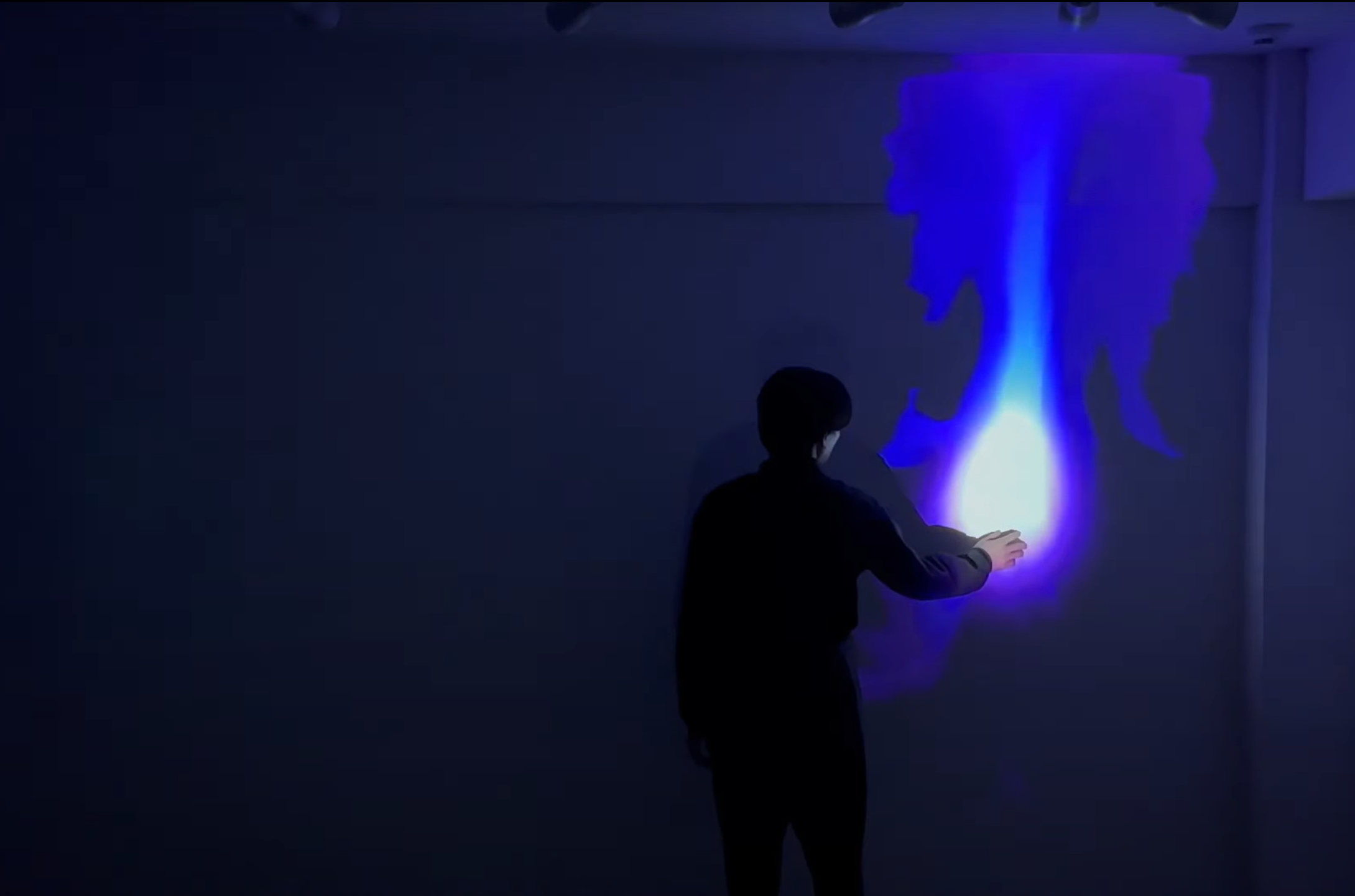 This is a projector project that detects your hand and move along with you. 